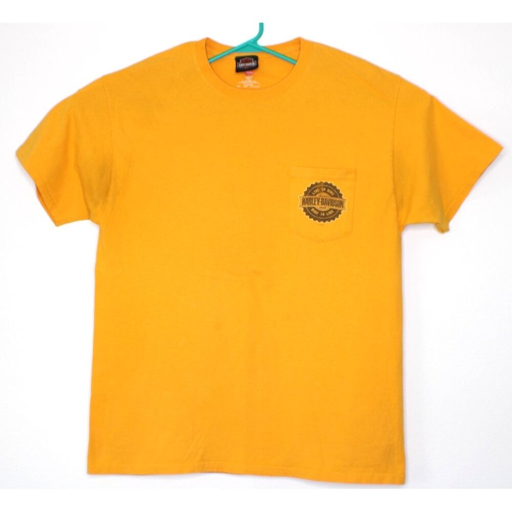 Harley Davidson Corinth Texas T-Shirt Mens Yellow Size L American Eagle Graphic
